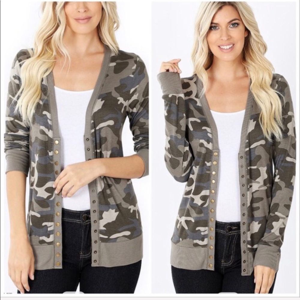 NEW‼️CAMOUFLAGE SNAP BUTTON cardigan- sweater
